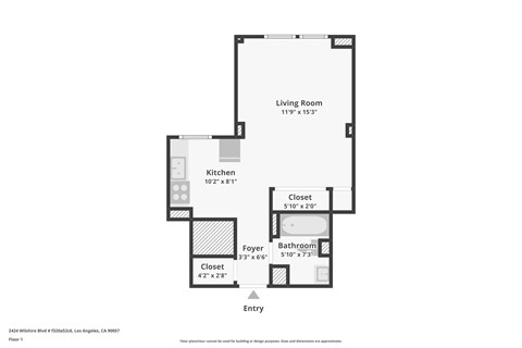 Floor plan for studio, 1 bath, 470 sqft